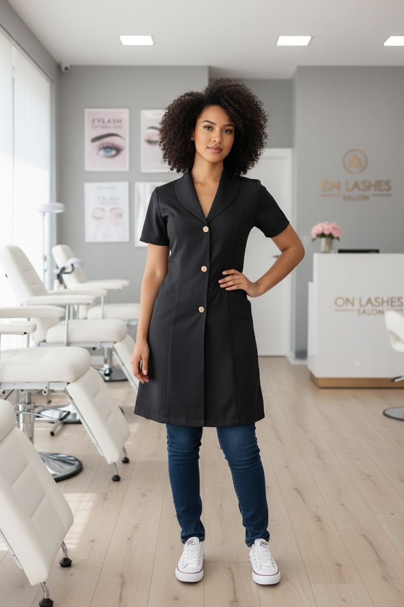 New York Black Short Lab Coat